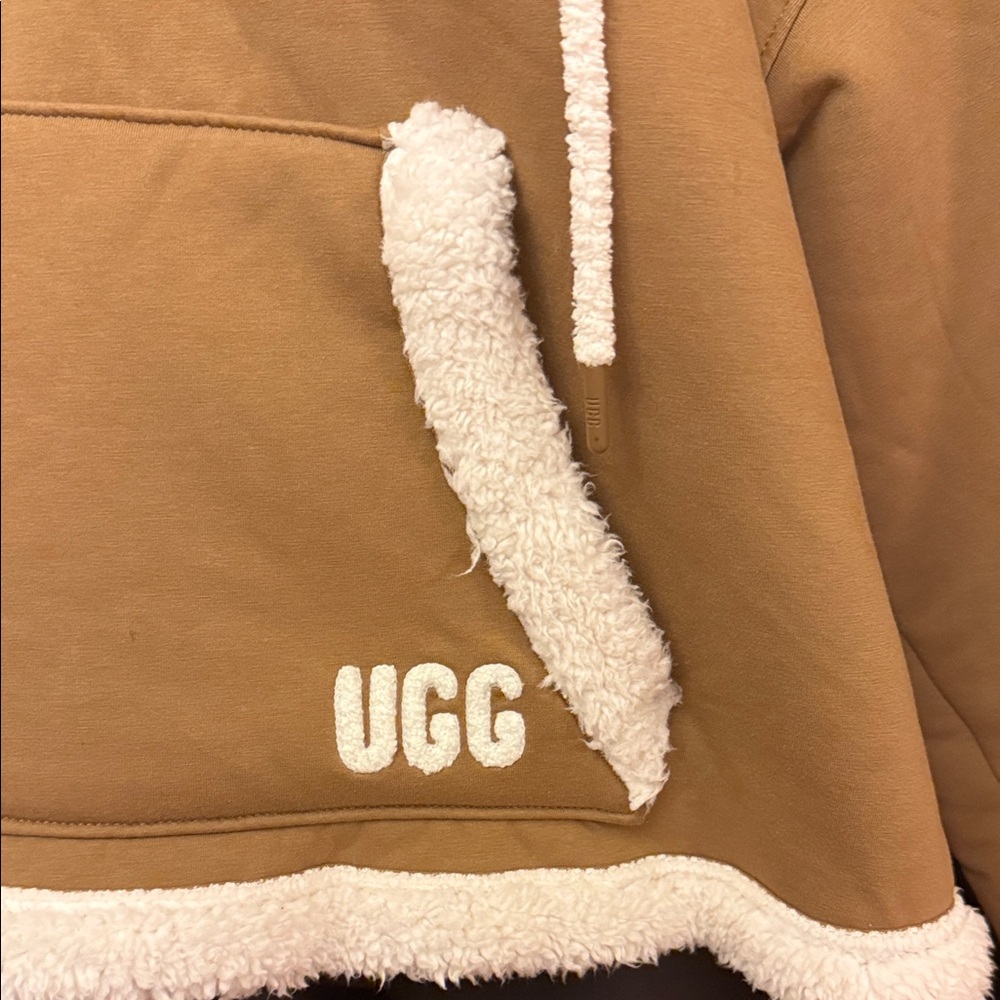UGG Tan Hoodie with Cream Fleece Trim